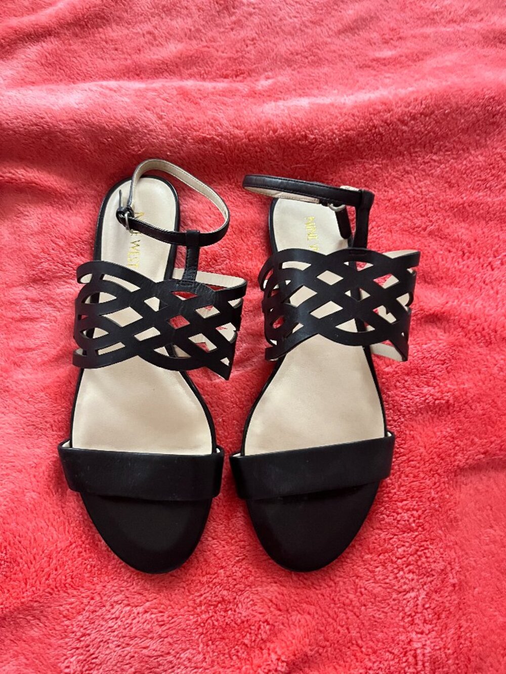 Nine West Black Leather Sandals